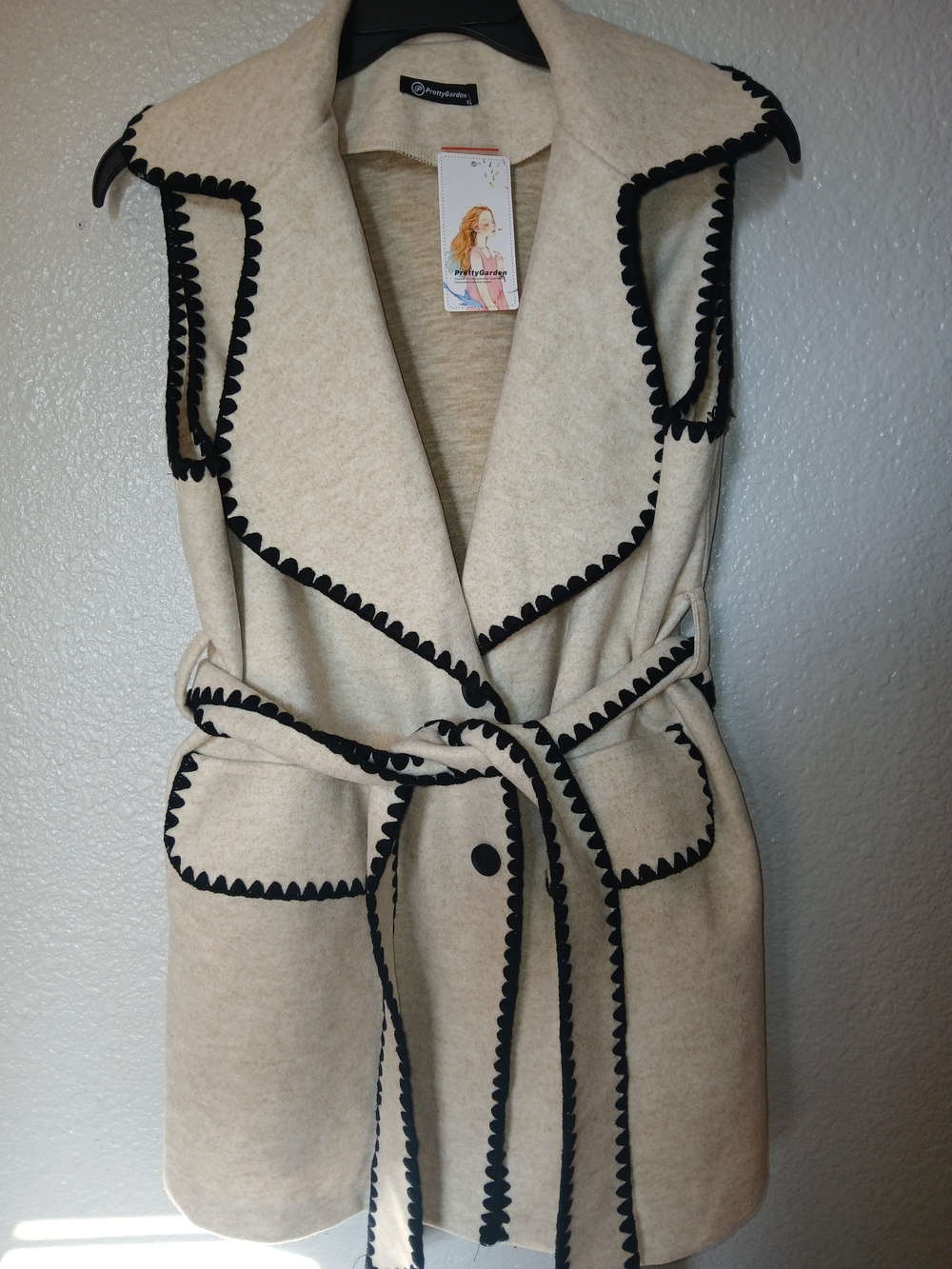 Pretty Garden Women's Wool Vest With Sinturon